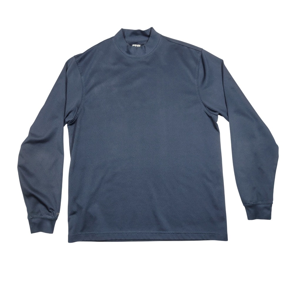 PING Mock Neck‎ Shirt Mens M Blue Performance Dynamics Solid Polyester
